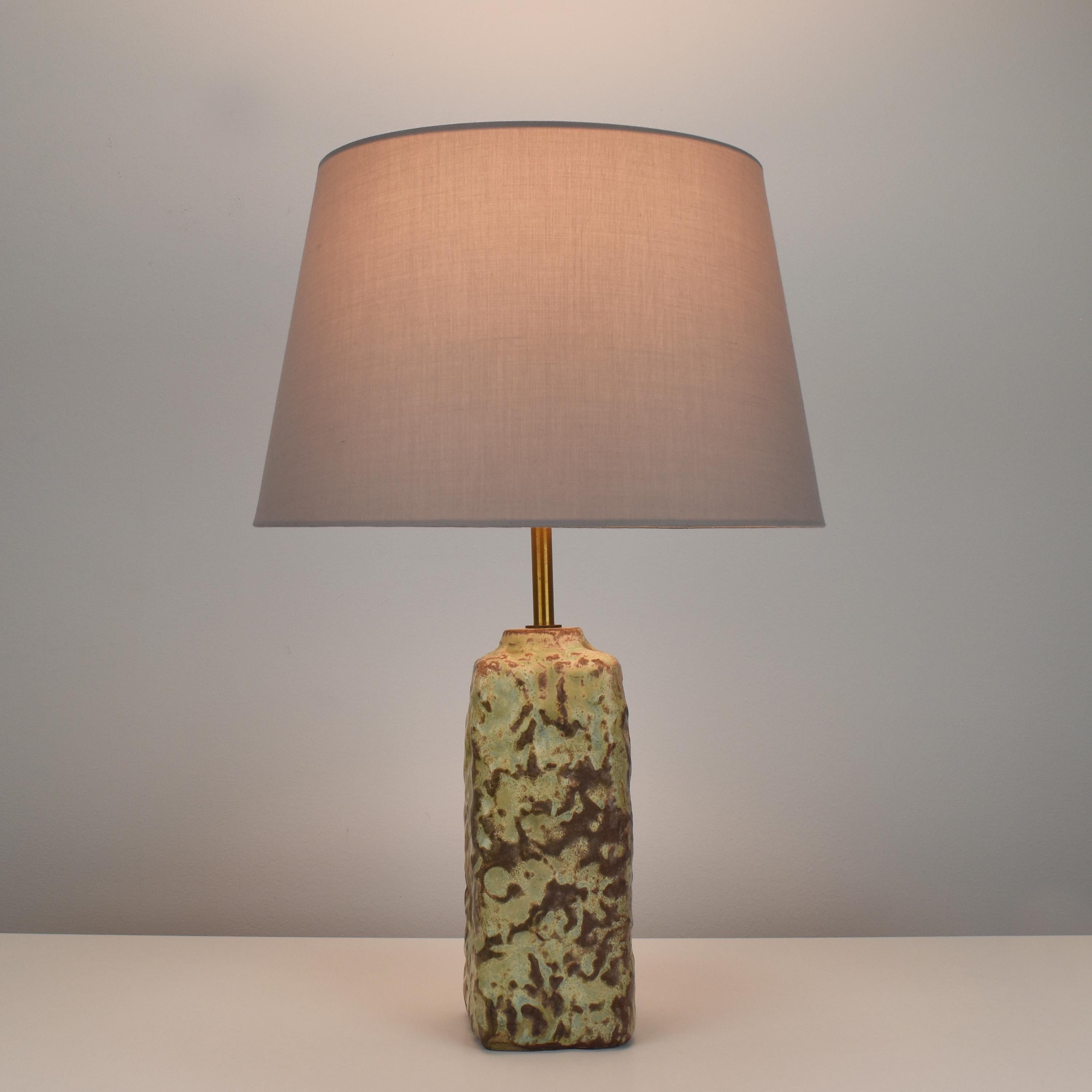 Hand-Crafted Mobach Ceramic Table Lamp Vintage Textured Studio Pottery Axel Salto Style For Sale