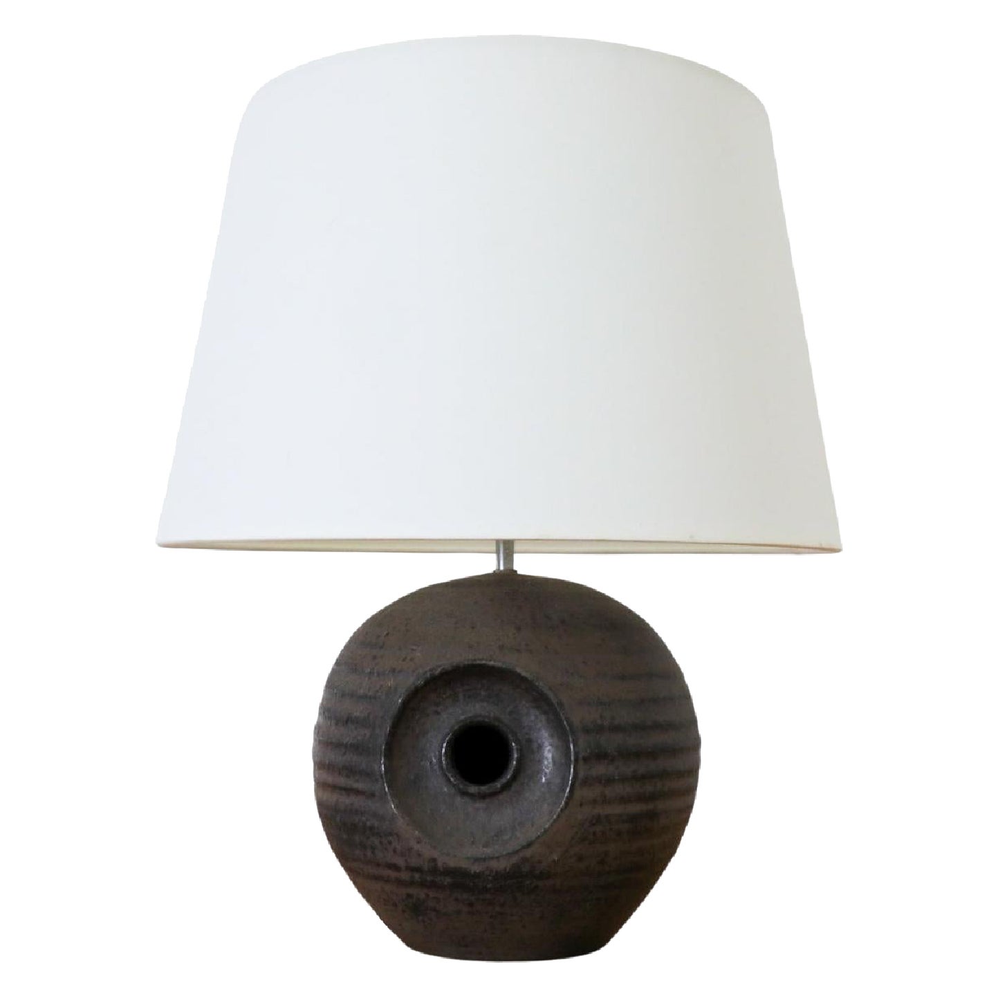 Mobach Dark Purple Ceramic Globe Table Lamp, Cut-Out Design, 1960s For Sale