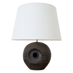 Mobach Dark Purple Ceramic Globe Table Lamp, Cut-Out Design, 1960s