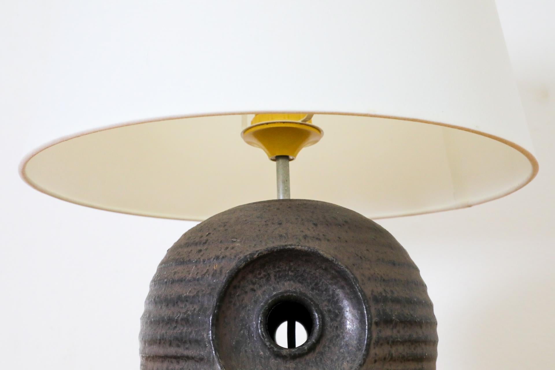 Mobach Dark Purple Ceramic Globe Table Lamp with Cut-Out Design and New Shade For Sale 4