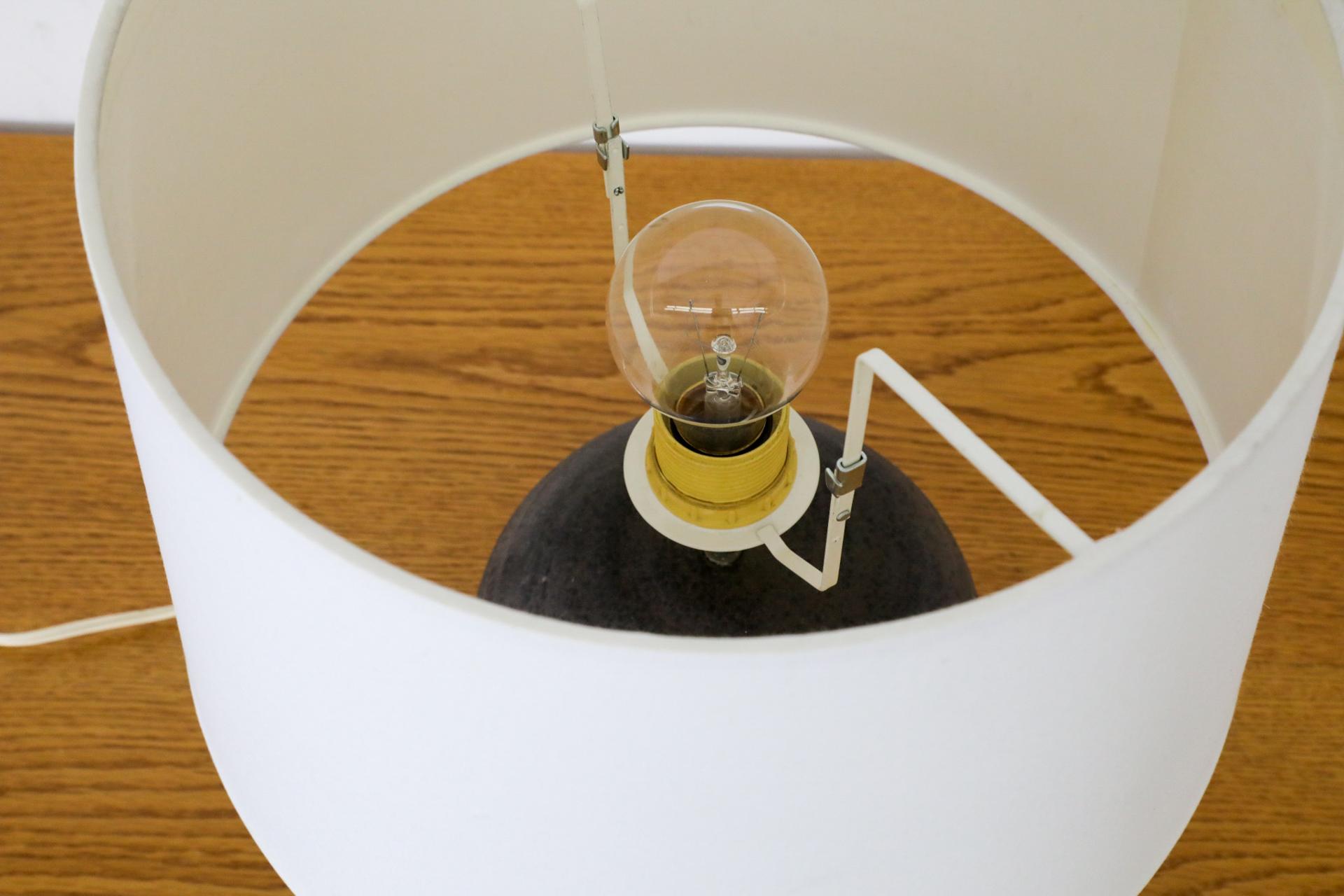 Mobach Dark Purple Ceramic Globe Table Lamp with Cut-Out Design and New Shade For Sale 5