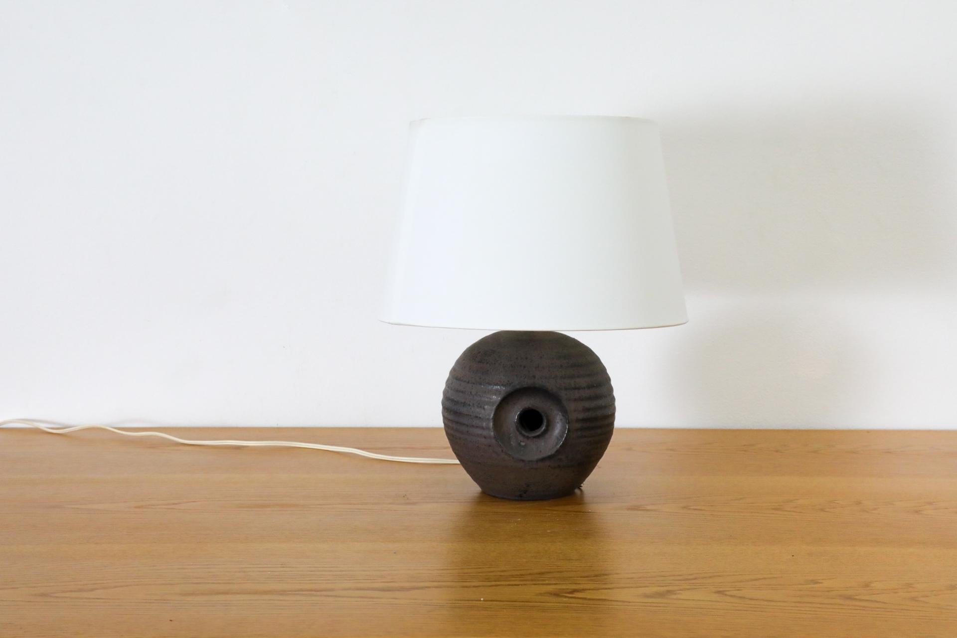 Mobach Dark Purple Ceramic Globe Table Lamp with Cut-Out Design and New Shade For Sale 1