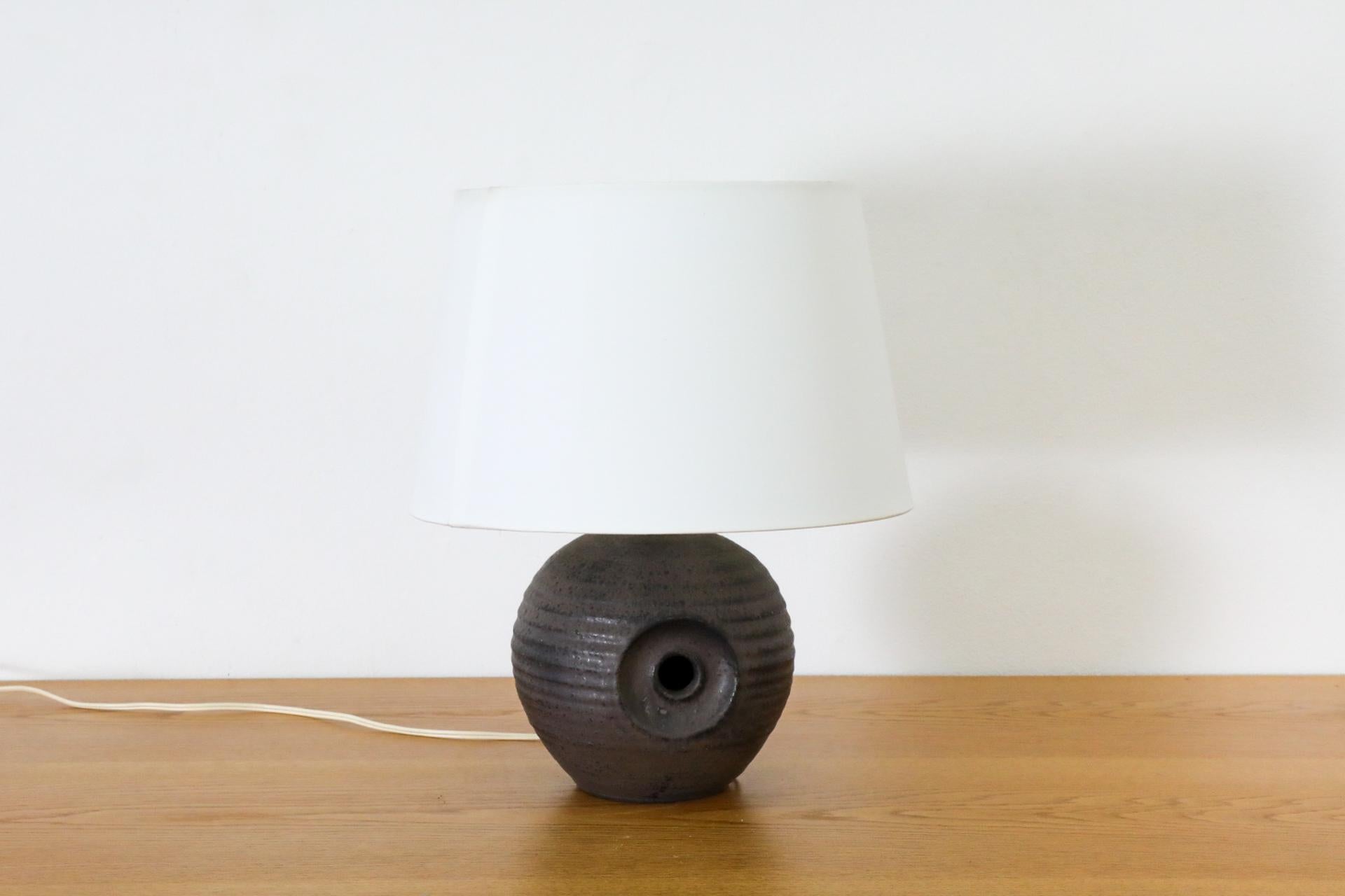 Mobach Dark Purple Ceramic Globe Table Lamp with Cut-Out Design and New Shade For Sale 2