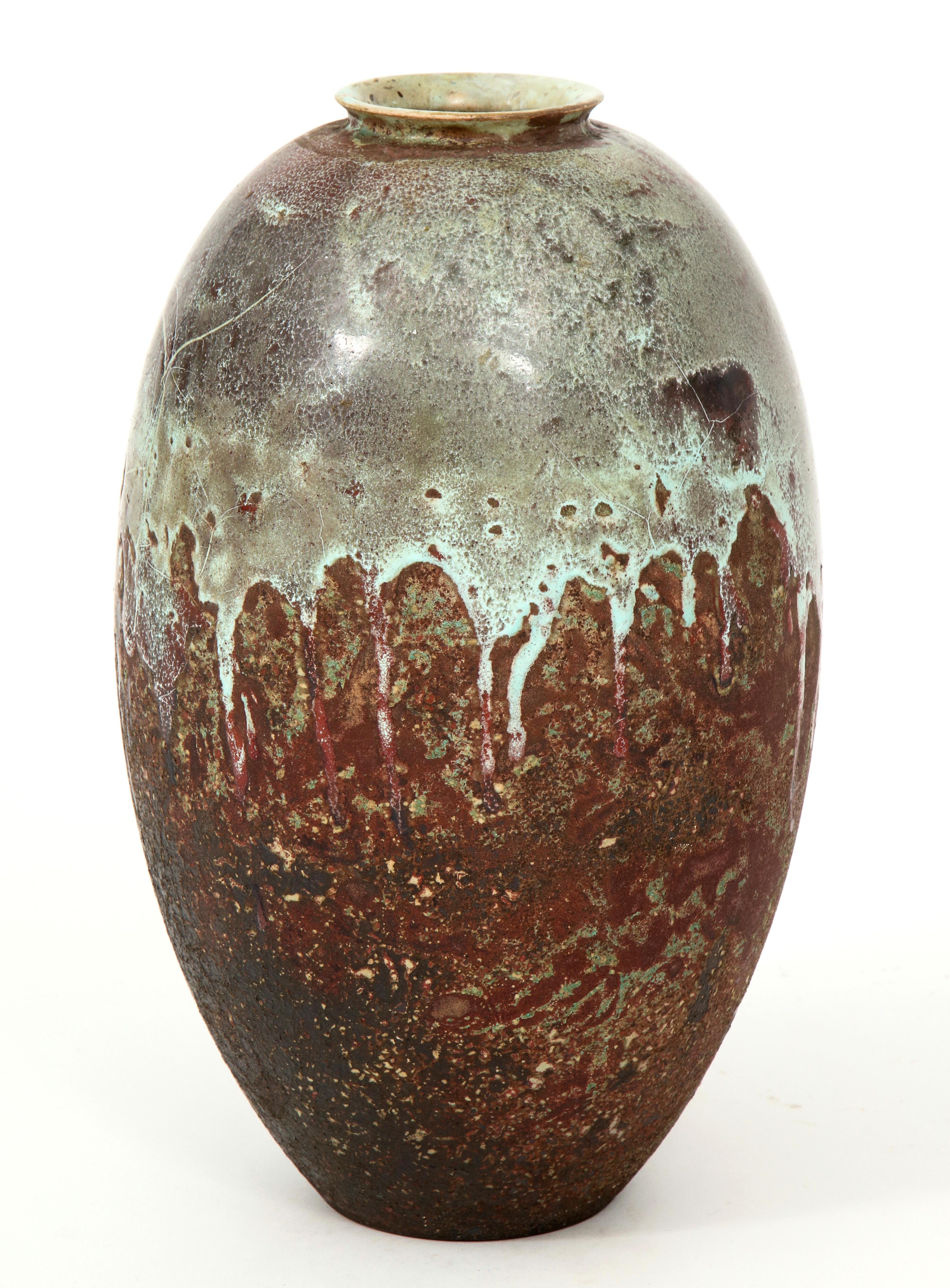 Mobach Dutch Ceramic Vase, circa 1930s  In Good Condition For Sale In New York, NY