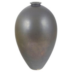 Mobach. Monumental stoneware vase with deep matte slate-grey surface.