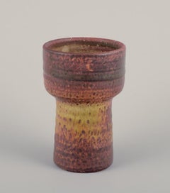 Mobach, Netherlands, two unique vases. Glaze in brown-green tones.