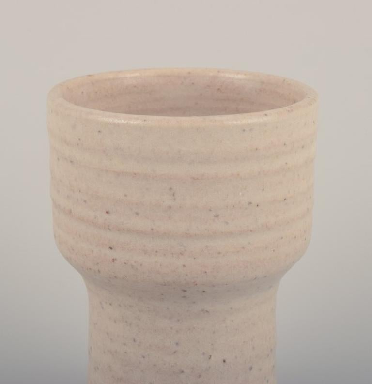 Modern Mobach, Netherlands, two unique vases with glaze in light tones. For Sale