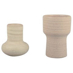 Mobach, Netherlands, two unique vases with glaze in light tones.