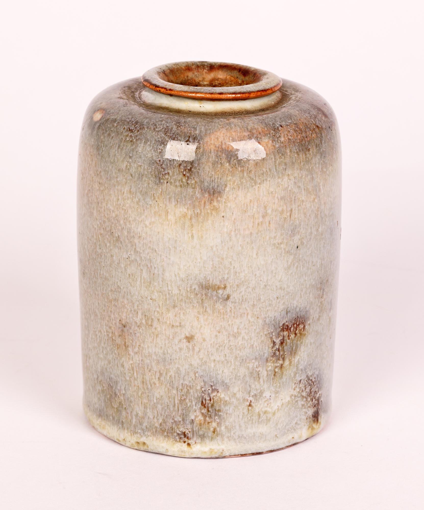 Jarrón de cerámica Studio Pottery esmaltado con piel de liebre Mobach Utrecht Dutch Art Decó Hecho a mano en venta