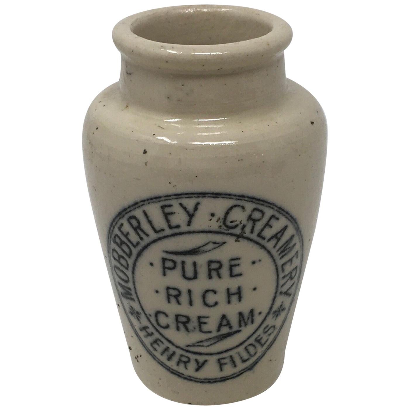 Mobberley Creamery Pure Rich Cream Blue Transfer Ironstone Jar