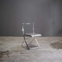 Mobel Italia 1950s Luisa Leather Folding Dining Chair by Marcello Cuneo