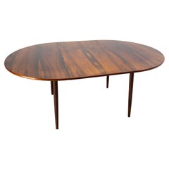 Used  Mobelfabrik Round Dining Extending Table, Red Exotic Wood, Denmark 1960