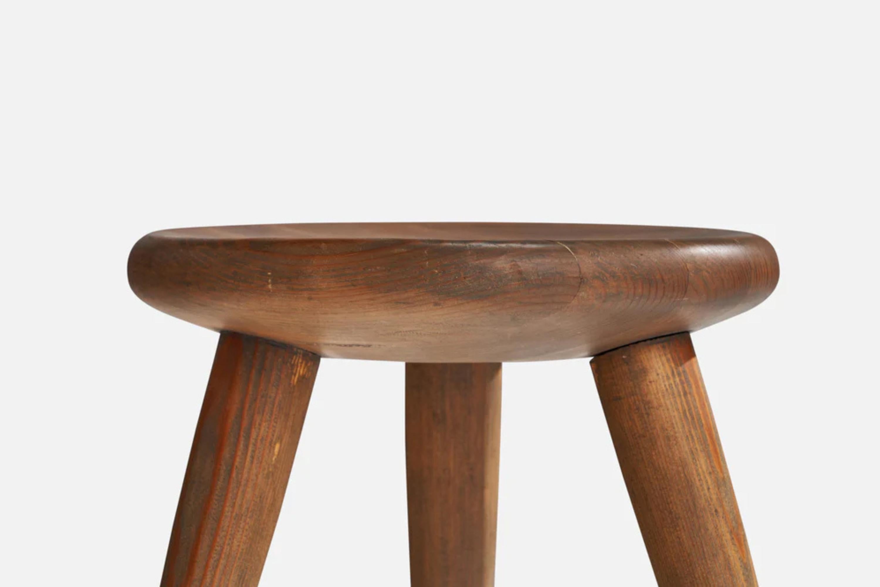 Mid-20th Century Möbelkompaniet Ahl & Wahlén, Stool, Pine, Sweden, 1960s For Sale