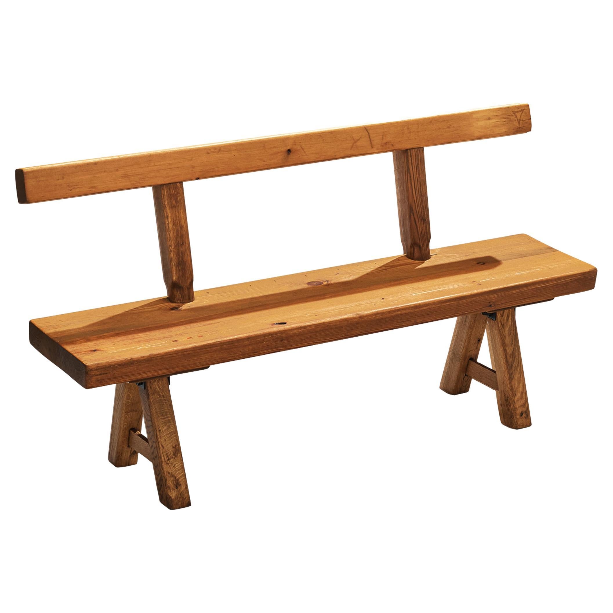 Mobichalet Brutalist Bench in Oak and Pine  For Sale