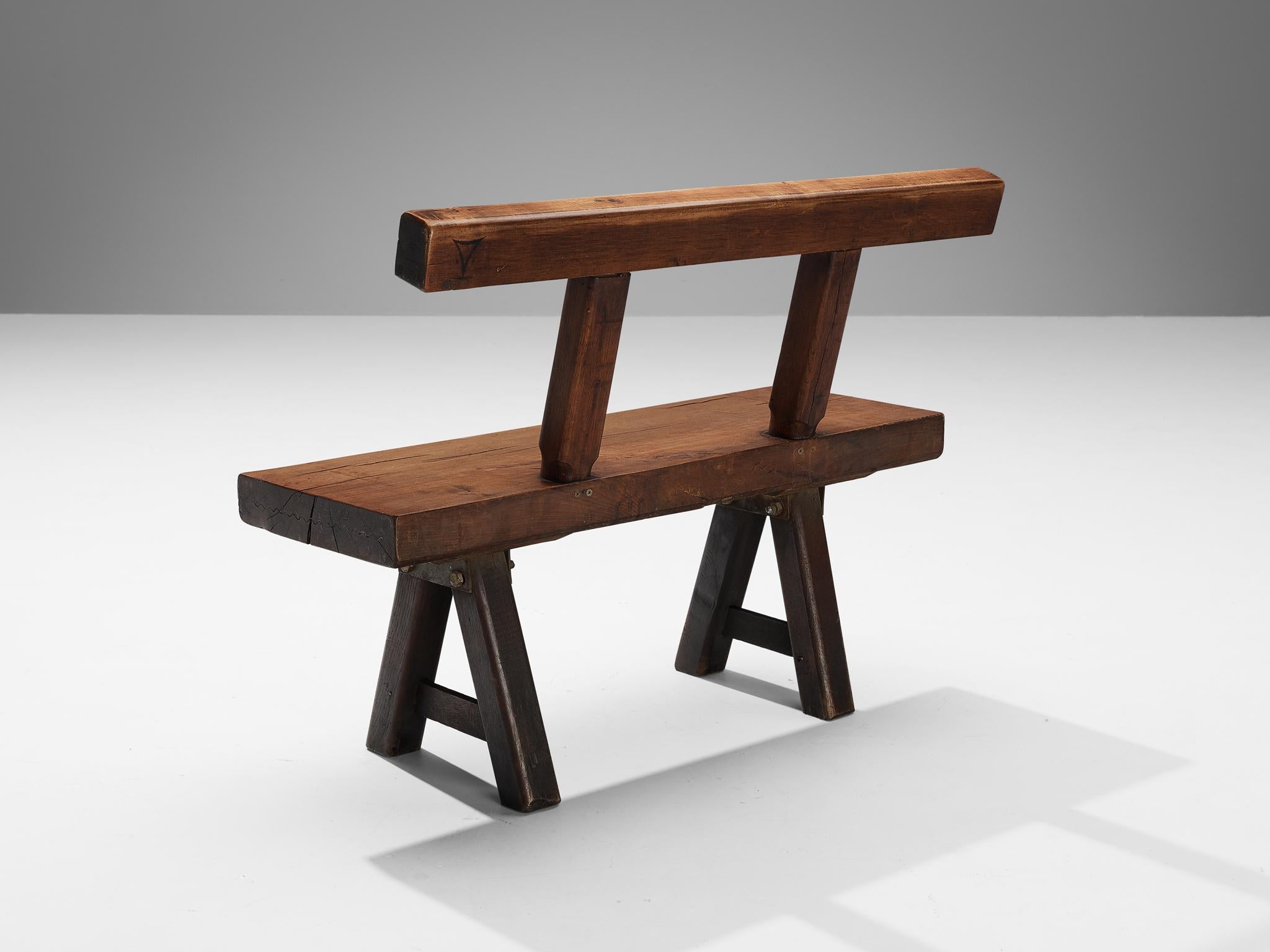 Mid-20th Century Mobichalet Brutalist Benches in Oak  For Sale