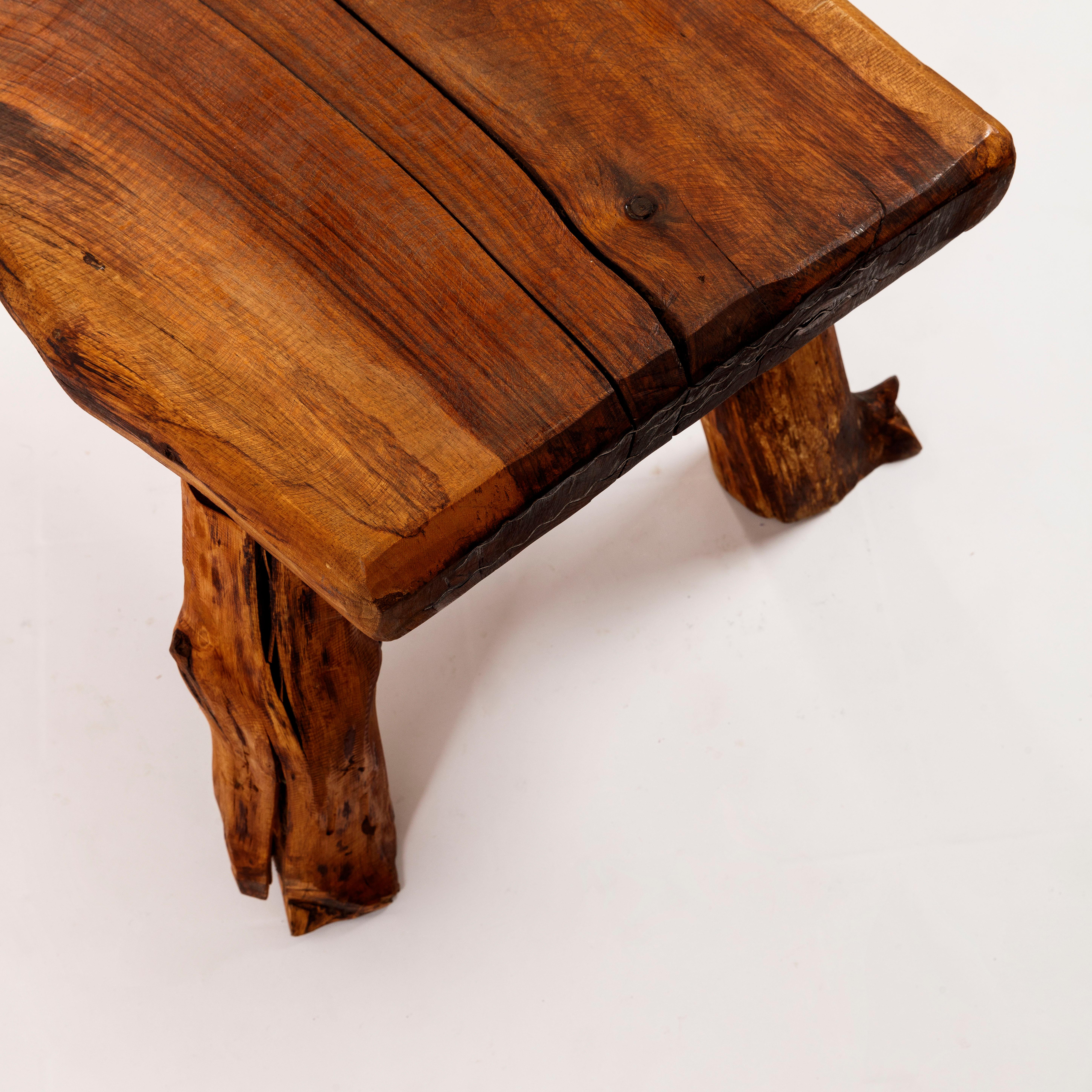 Mobichalet Brutalist Impressive Solid Oak Center Table Belgium 1950s For Sale 6