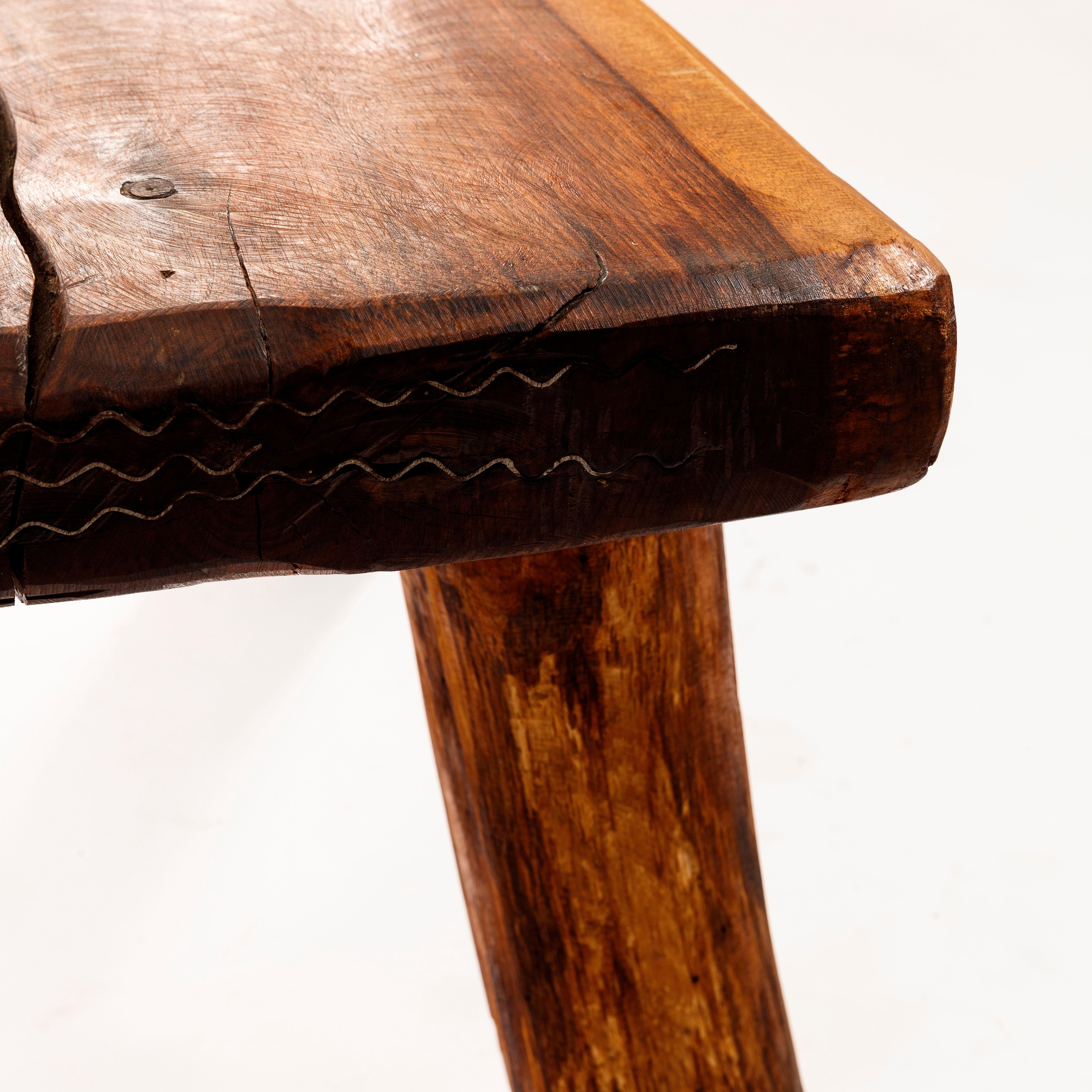 Mobichalet Brutalist Impressive Solid Oak Center Table Belgium 1950s For Sale 8