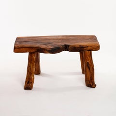 Mobichalet Brutalist Impressive Solid Oak Center Table Belgium 1950s