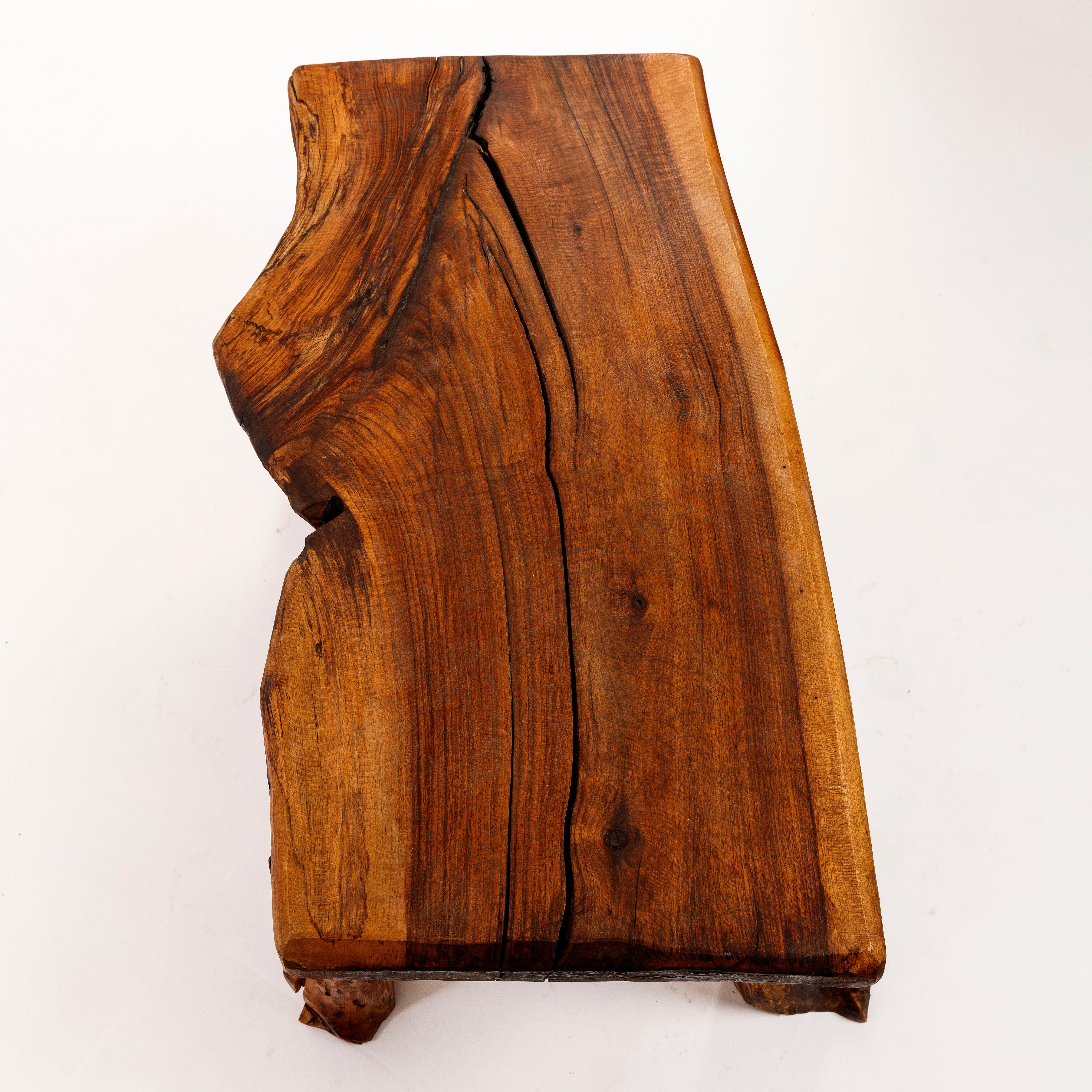 Mobichalet Brutalist Impressive Solid Oak Center Table Belgium 1950s 3
