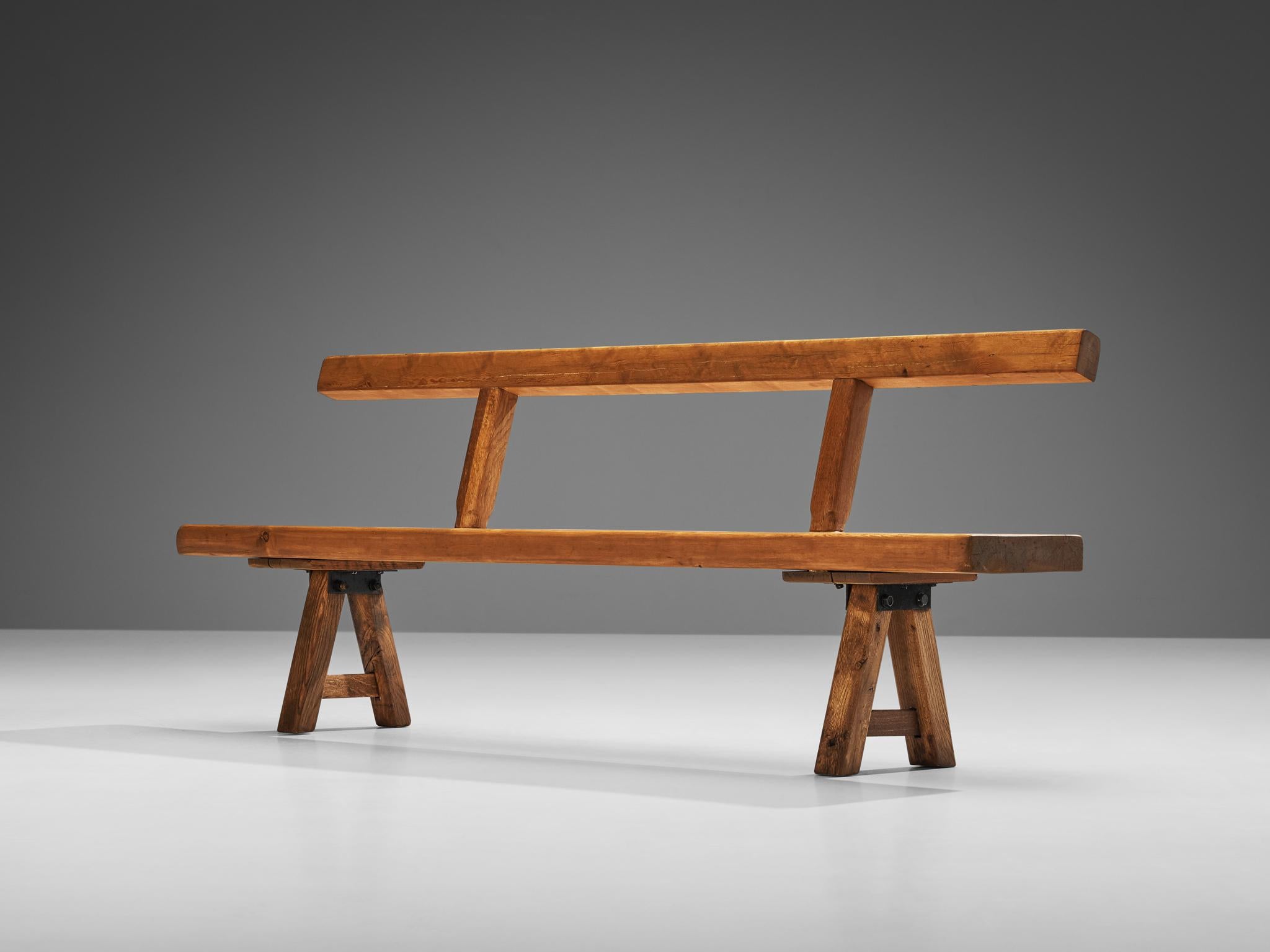 Mobichalet Brutalist Long Bench in Oak and Pine In Good Condition For Sale In Waalwijk, NL