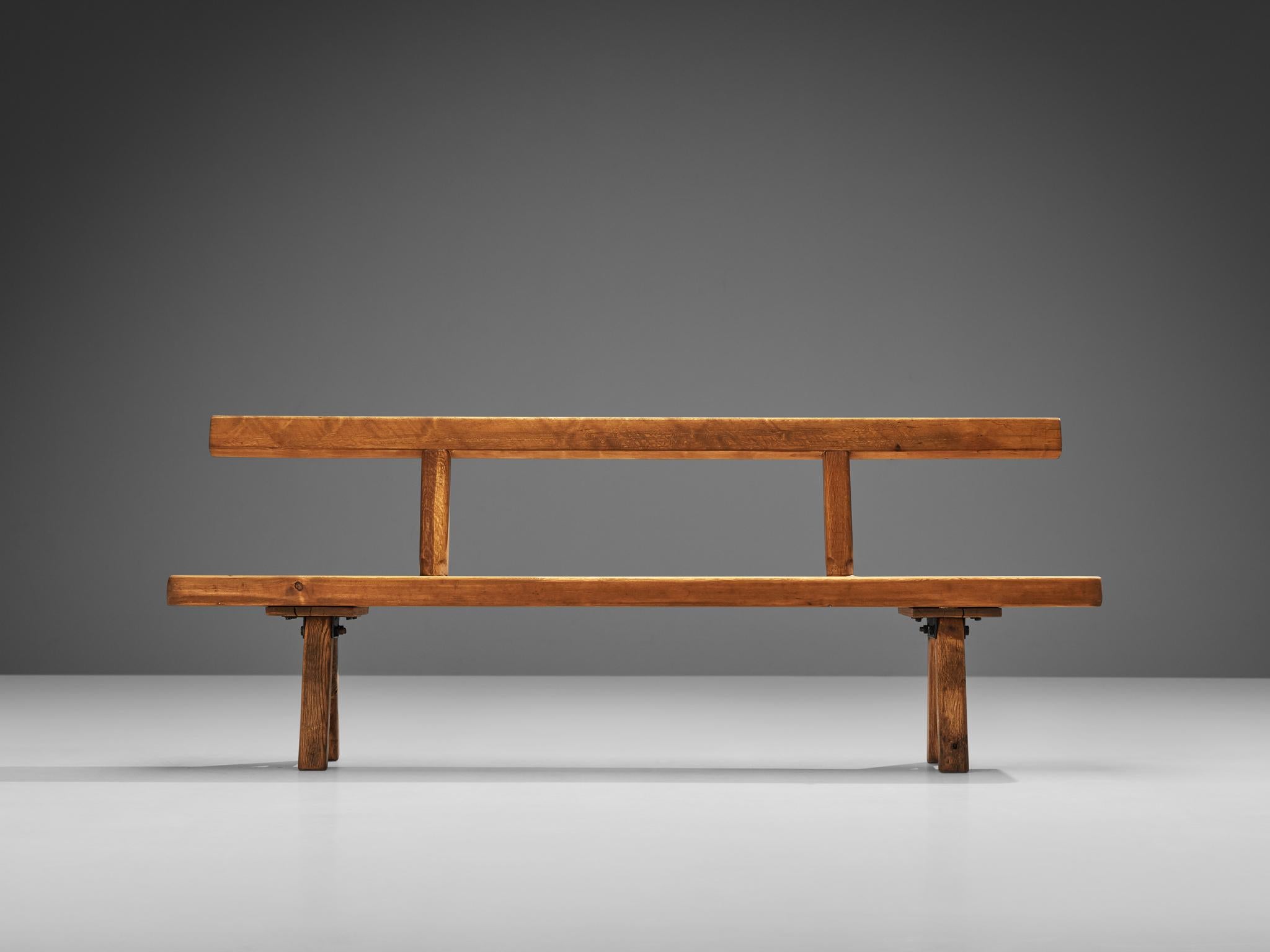 Mobichalet Brutalist Long Bench in Oak and Pine For Sale 1