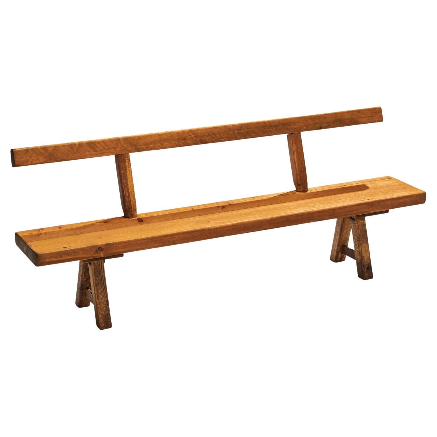 Mobichalet Brutalist Long Bench in Oak and Pine For Sale