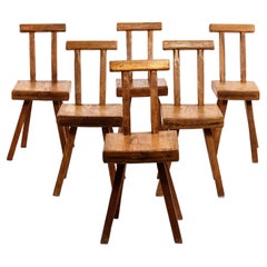 Mobichalet Brutalist set of 6 chairs with signature Corrugated staples 1950
