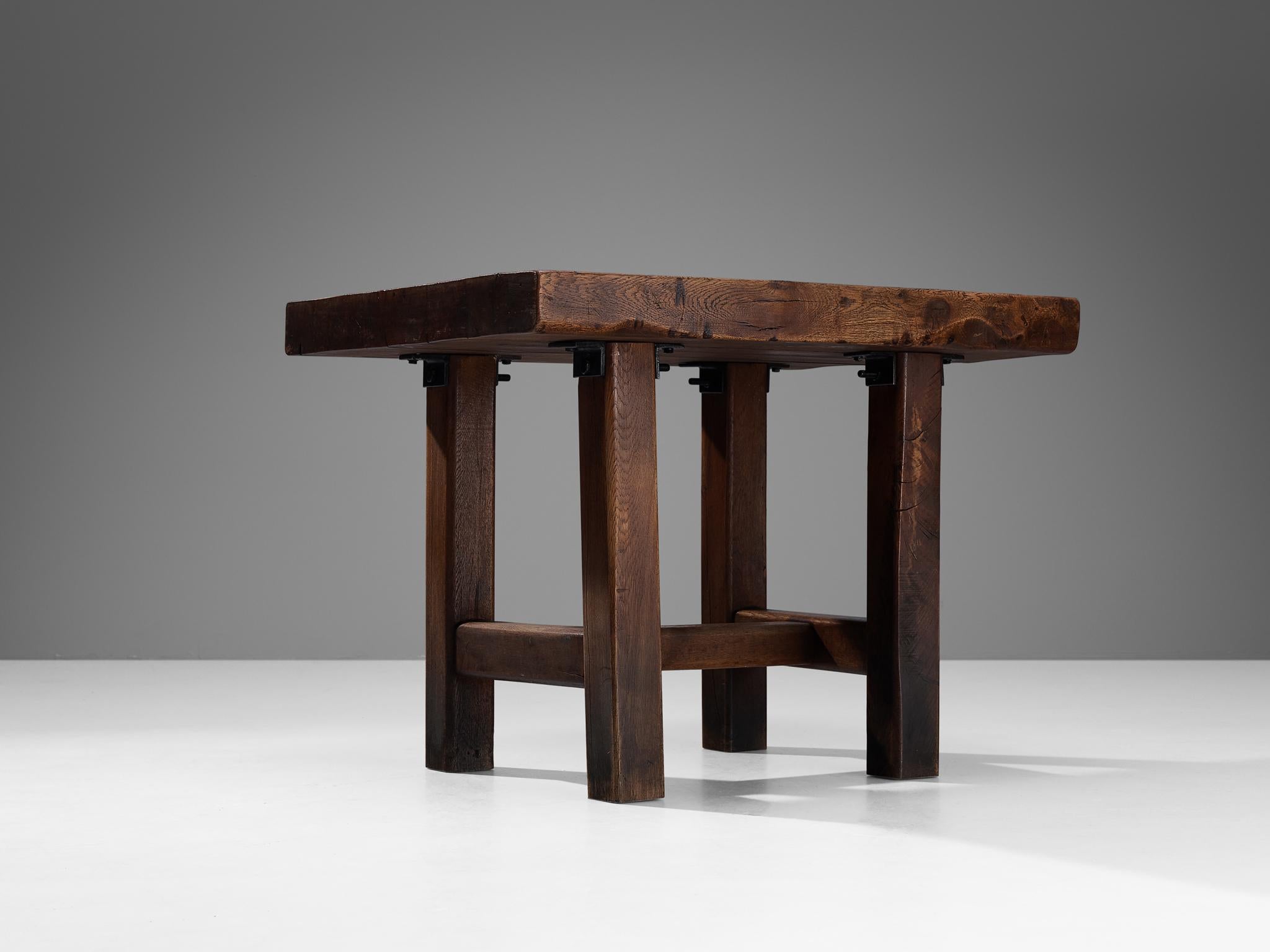 Beech Mobichalet Brutalist Set of Table and Pair of Benches  For Sale
