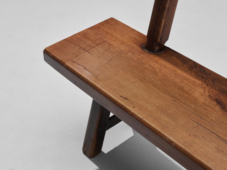 Mobichalet Brutalist Set of Table Benches and Stool in Oak For Sale 5