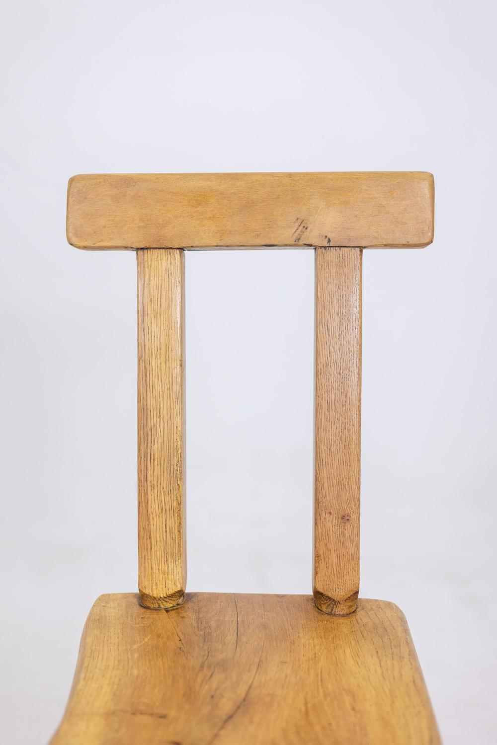 Hêtre Mobichalet. Ensemble de 10 chaises de style brutaliste. 1960′. LS53302207J en vente