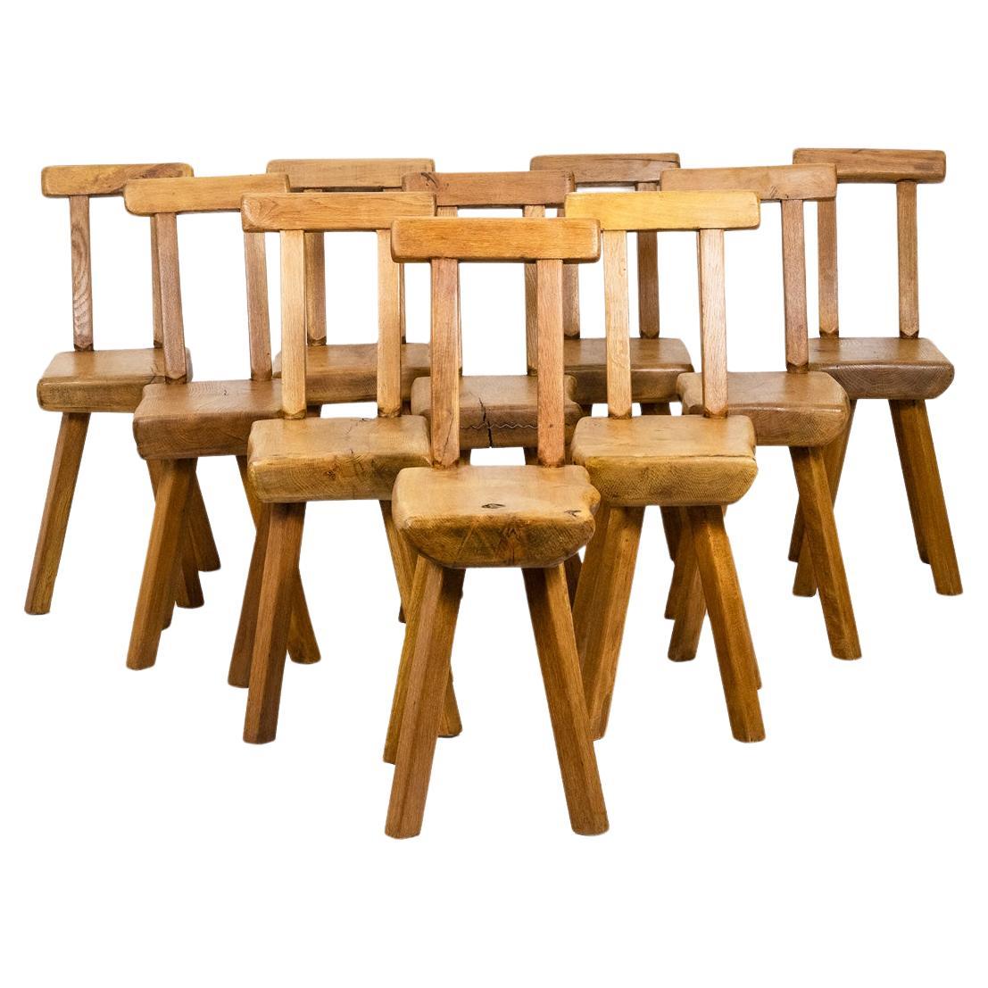 Mobichalet. Brutalist style set of 10 chairs. 1960′. LS53302207J