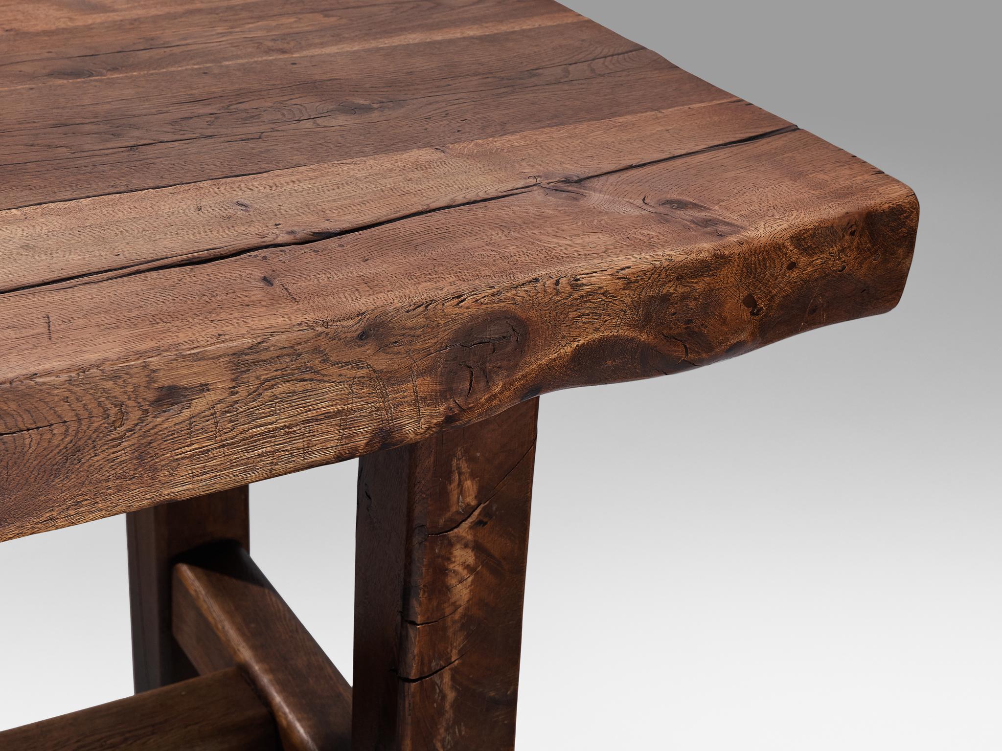 Mid-20th Century Mobichalet Brutalist Table in Oak  For Sale