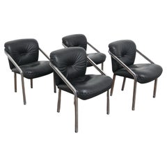 Mobil Girgi Set Da Pranzo 4 Poltroncine In Acciaio E Pelle Design Anni
70