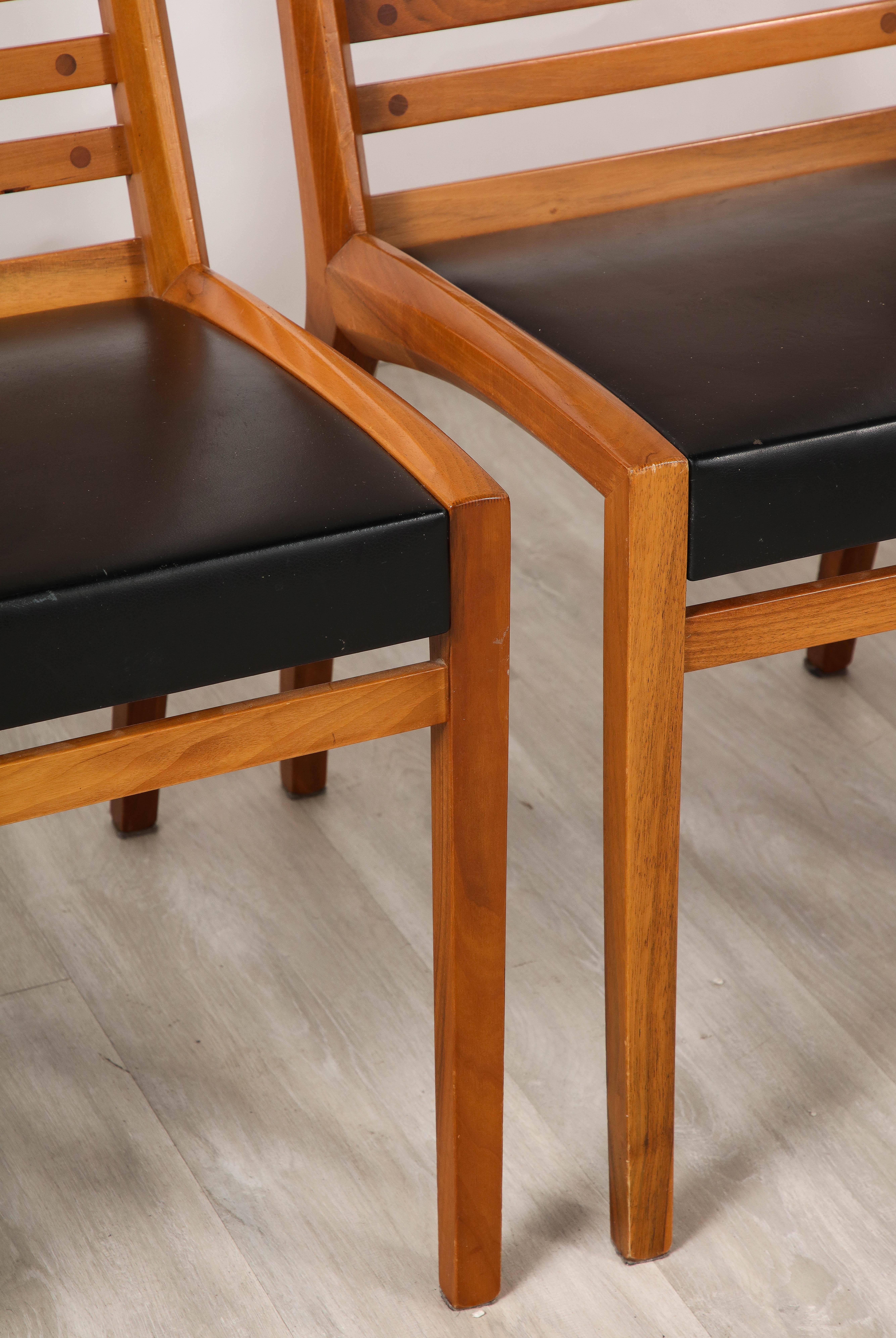 Mobil Girgi Set of Four Ladder Back and Leather Dining Chairs, Italy, circa 1970 For Sale 4