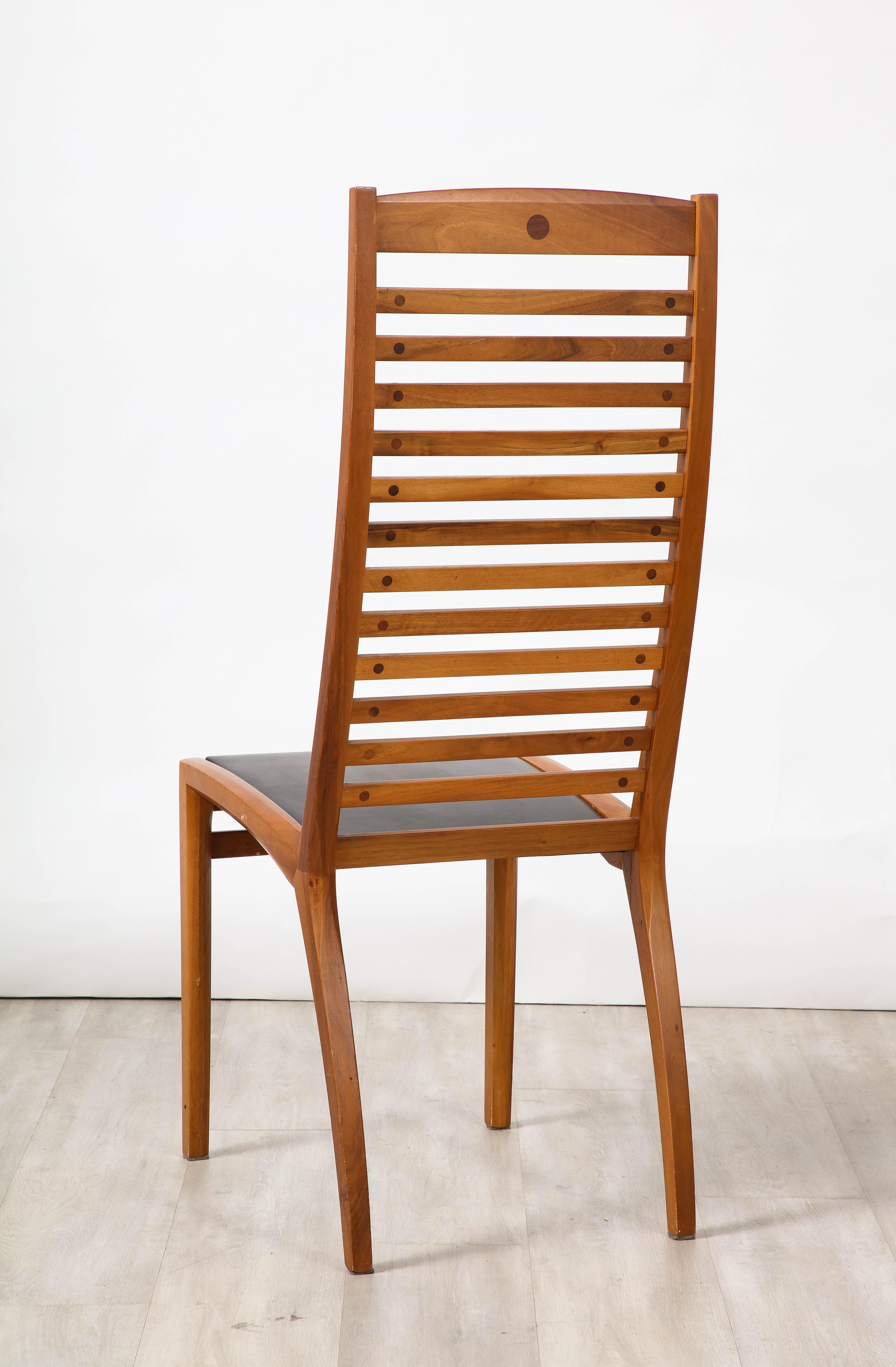 Mobil Girgi Set of Four Ladder Back and Leather Dining Chairs, Italy, circa 1970 For Sale 7