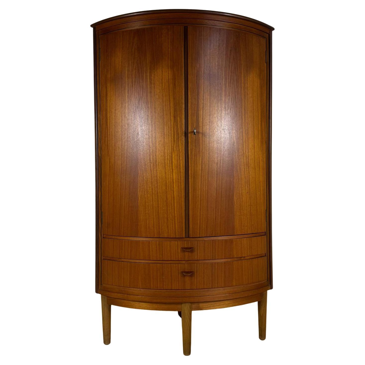 Mid-Century Modern Teak Corner Cabinet with Doors