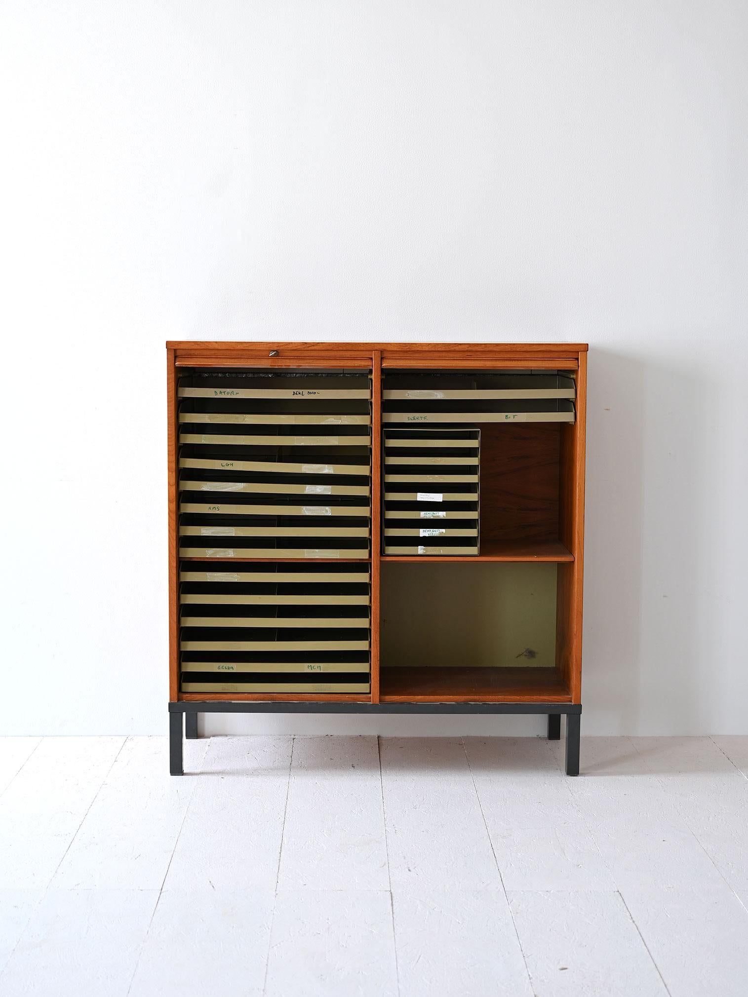 Scandinavian Modern Vintage archive cabinet with shutter doors For Sale