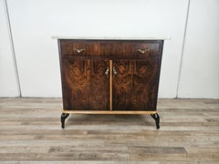 1950s Art Deco cabinet in mahogany burl with white marble top