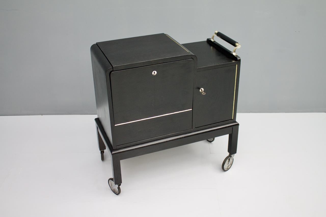 Mid-20th Century Mobile Art Deco Bar Cart, 1940s