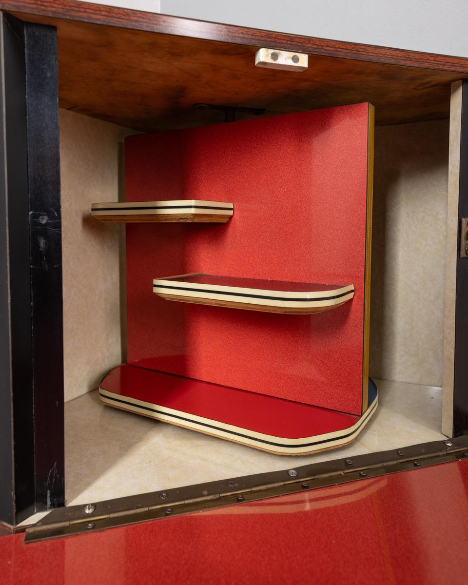 Meuble de bar d'angle en bois vintage des années 1960, design italien Bon état - En vente à None, IT