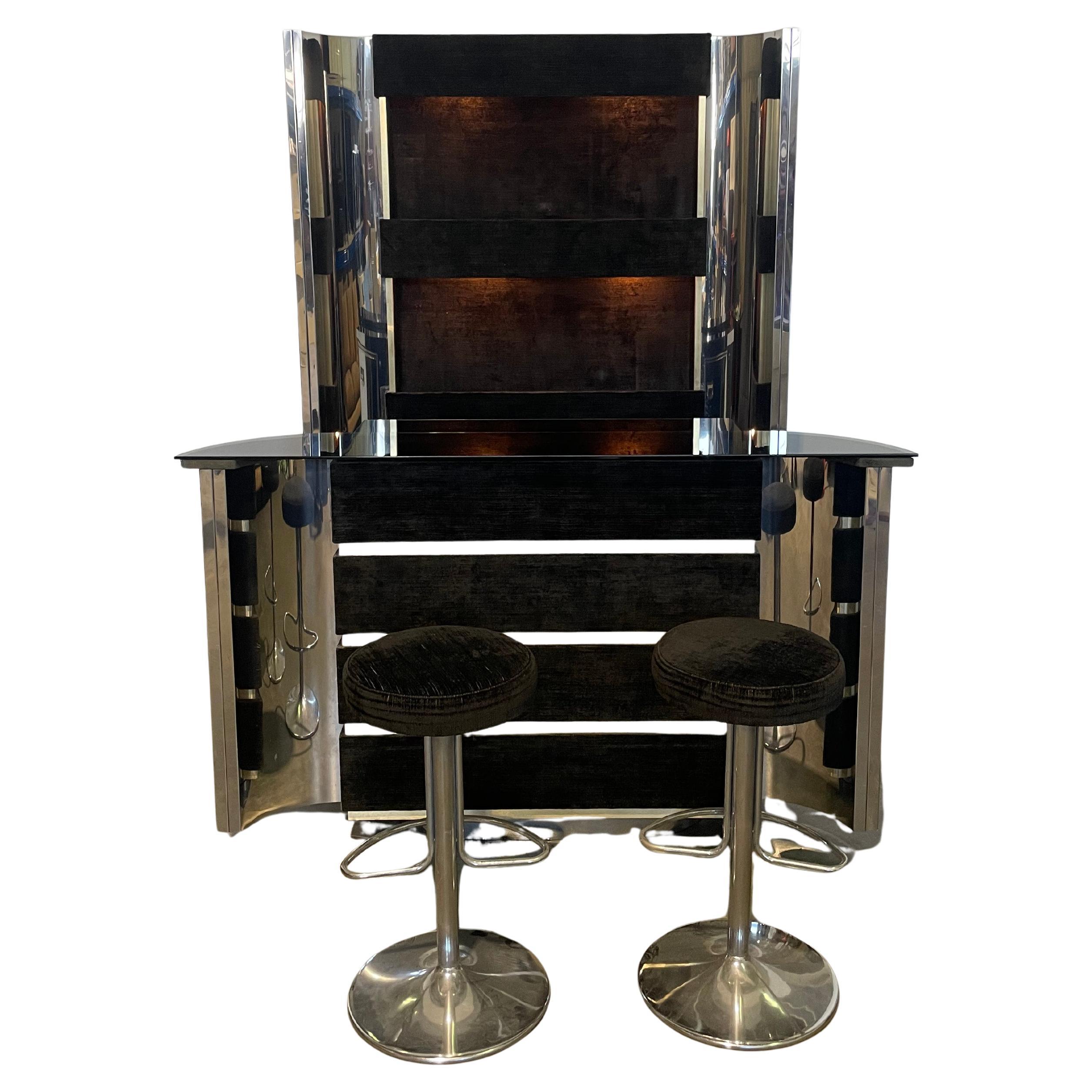 Mobil bar anni 70 Italiano con frigobar integrato nello stile di Willy Rizzo im Angebot