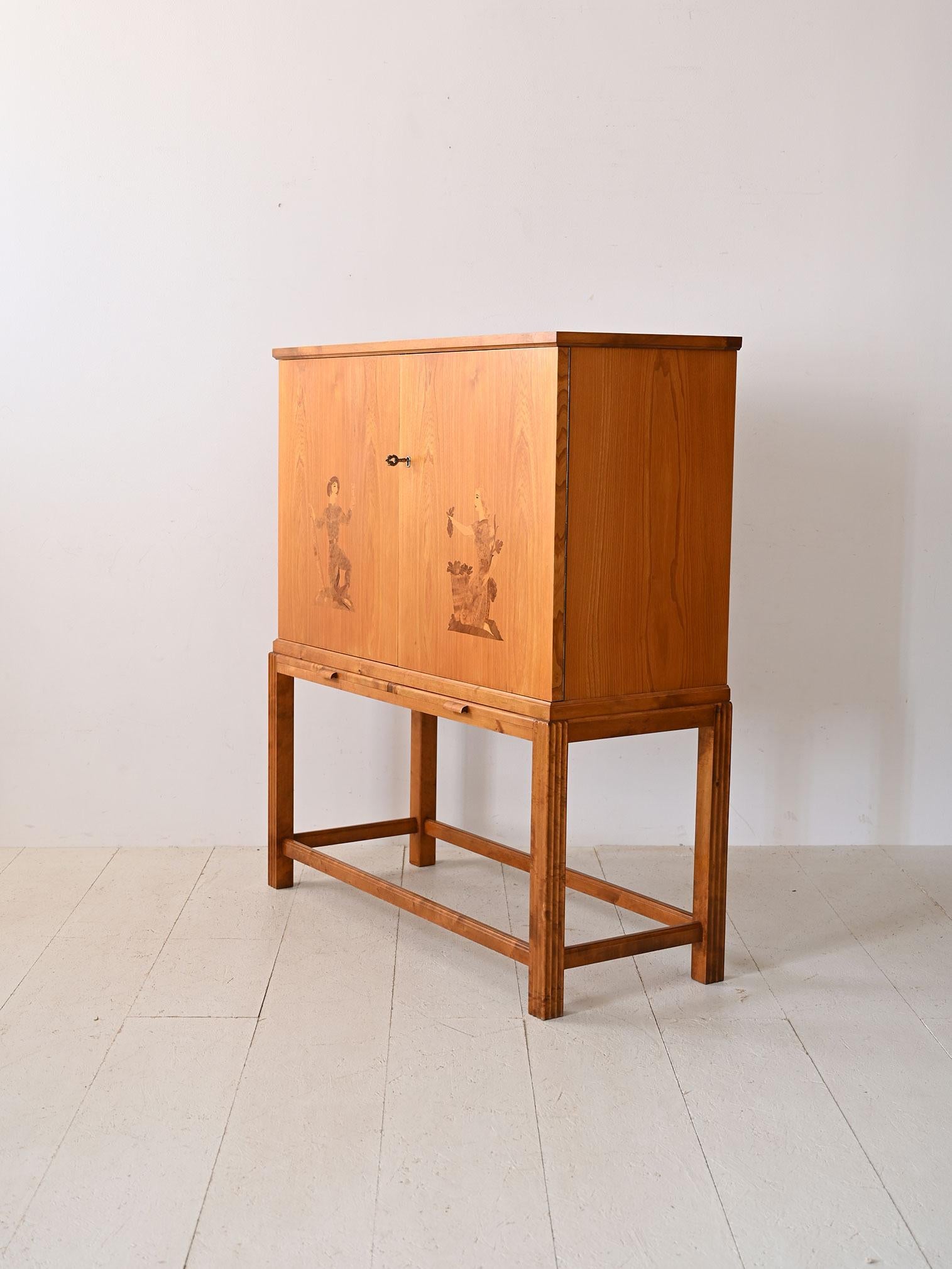 Deco bar cabinet signed Birger Ekman In Good Condition In Brescia, IT