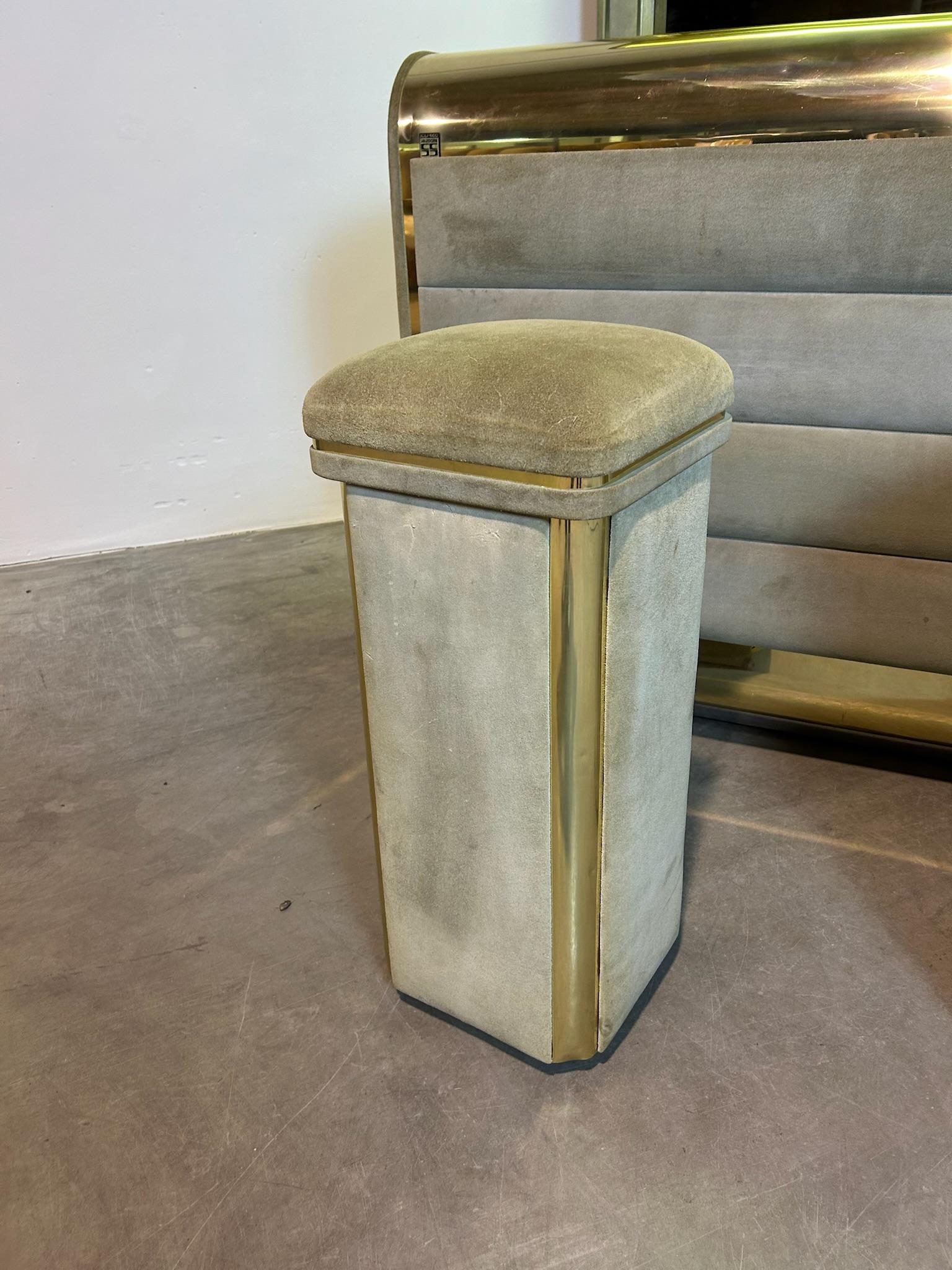 Mobile Bar Hollywood Regency di Willy Rizzo in ottone scamosciato en venta 3