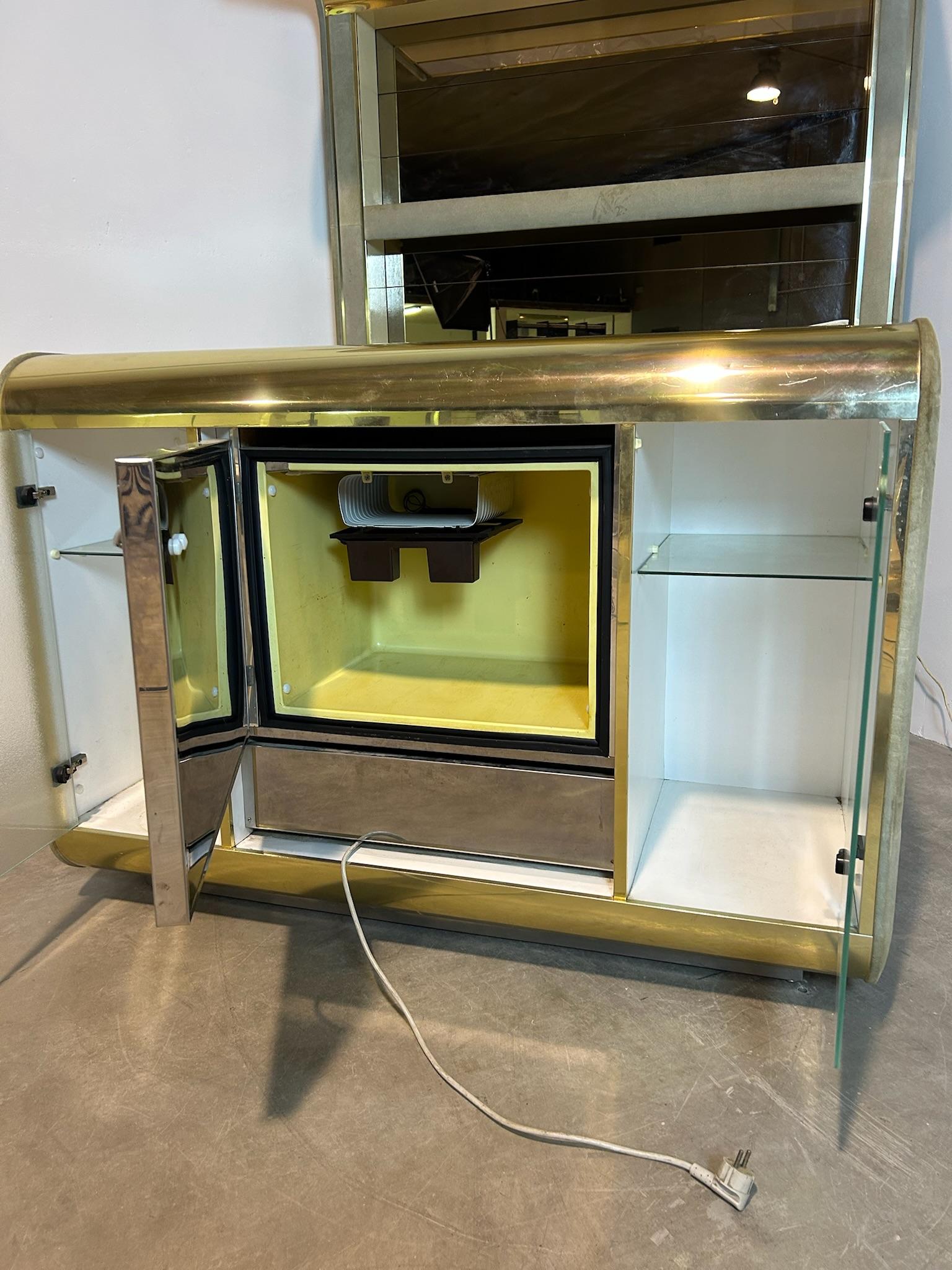 Mobile Bar Hollywood Regency di Willy Rizzo in ottone scamosciato en venta 5