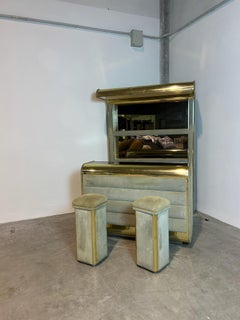 Mobile Bar Hollywood Regency di Willy Rizzo in ottone scamosciato