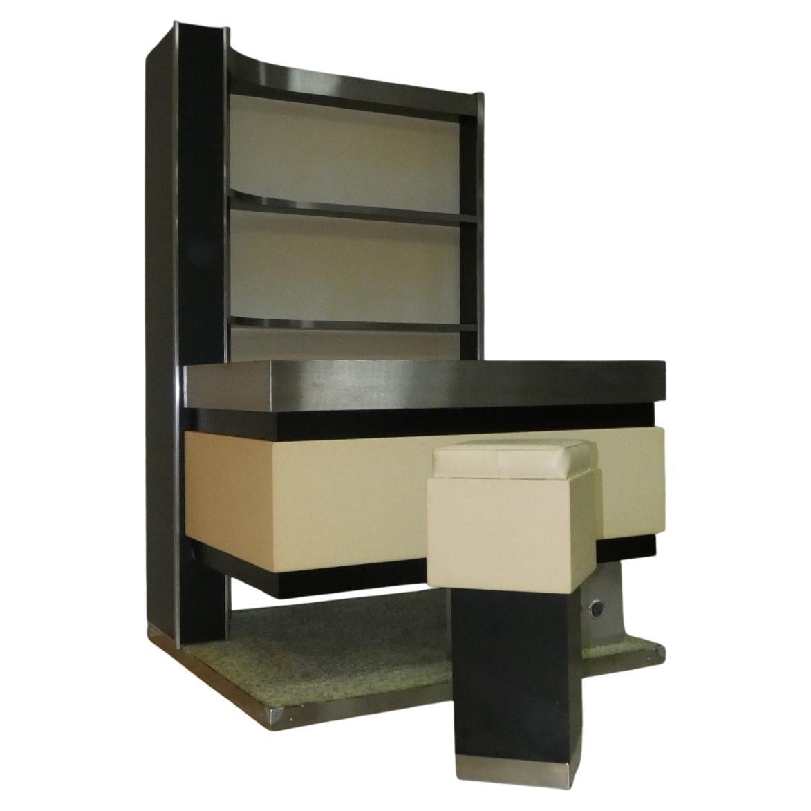Mobile bar in legno e vinile di E. Sottsass, anni '70, set di 2 in vendita