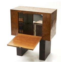 Mobile Bar "Nello Stile Tura" Wood Metal Crome Brass, 1950, Italy