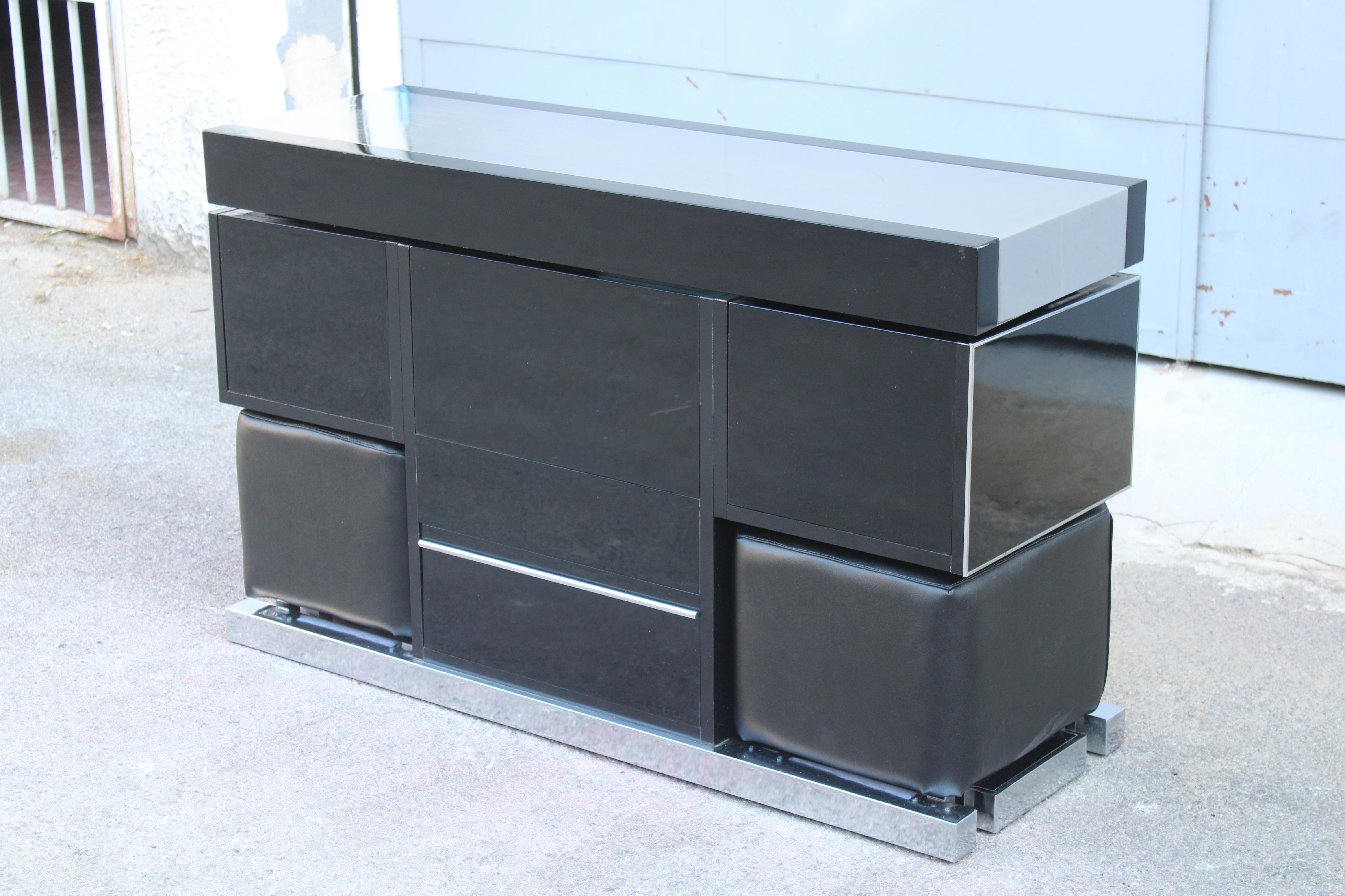 Willy Rizzo Bar Cabinet for Mario for Mario Sabot 1970 Italy Black and Steel For Sale 4