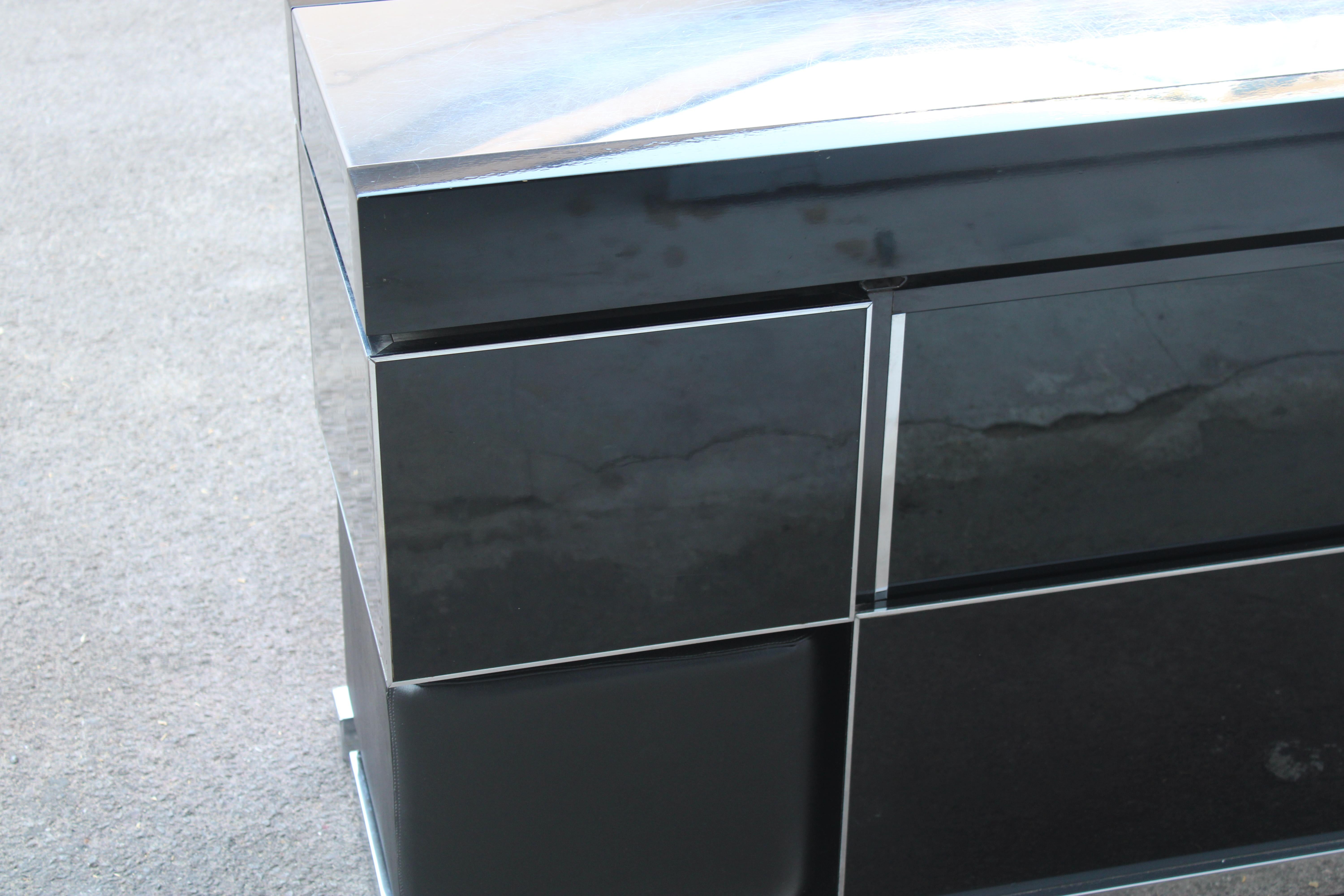 Willy Rizzo Bar Cabinet for Mario for Mario Sabot 1970 Italy Black and Steel For Sale 6