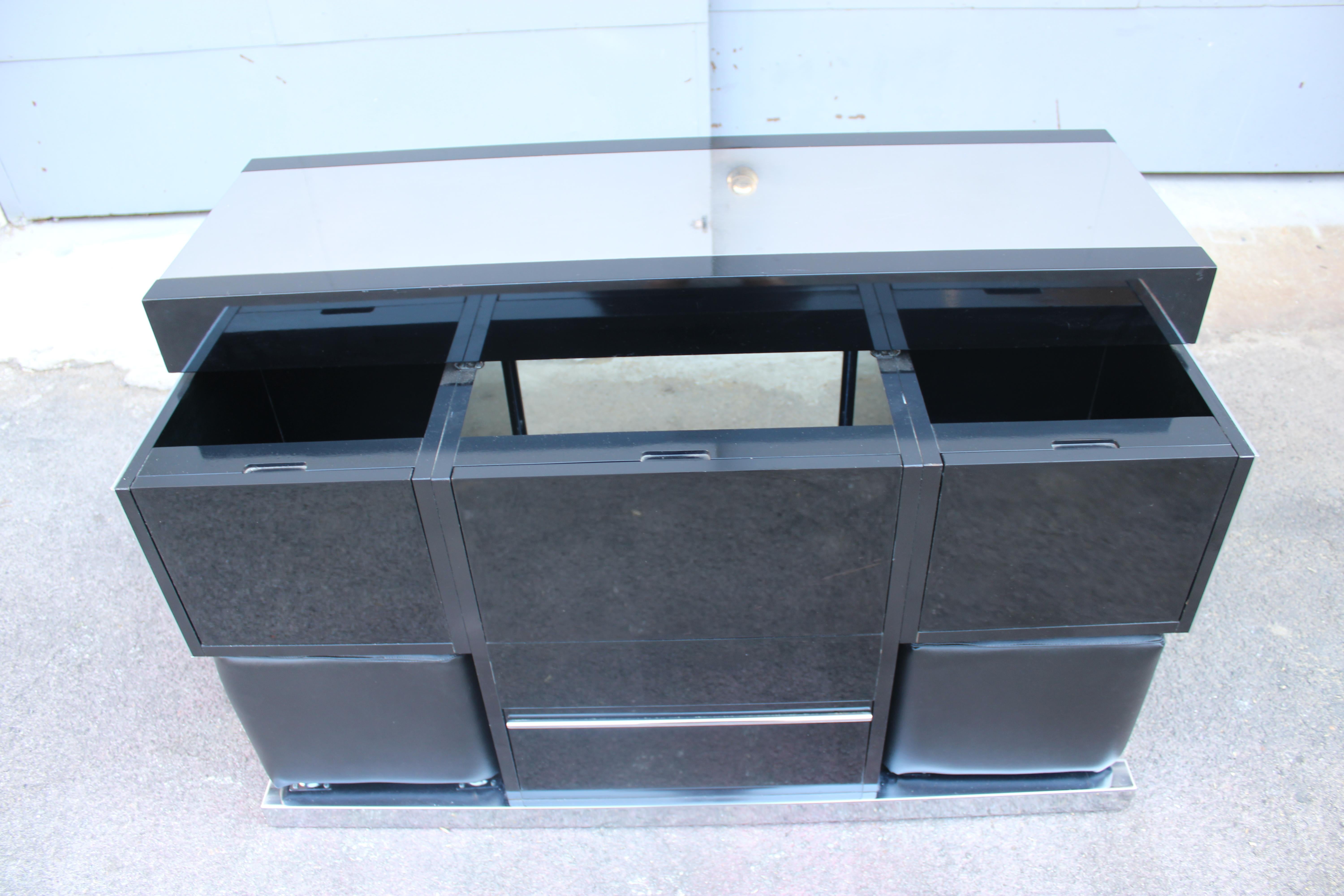 Willy Rizzo Bar Cabinet for Mario for Mario Sabot 1970 Italy Black and Steel For Sale 9